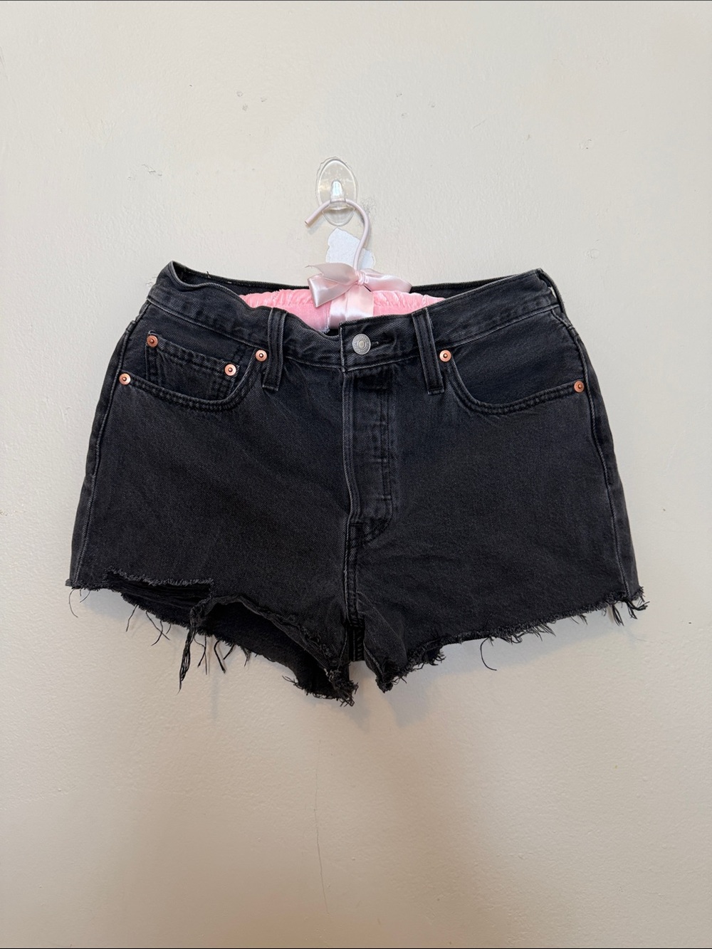 Levi's Black Distressed Cutoff Jean Shorts